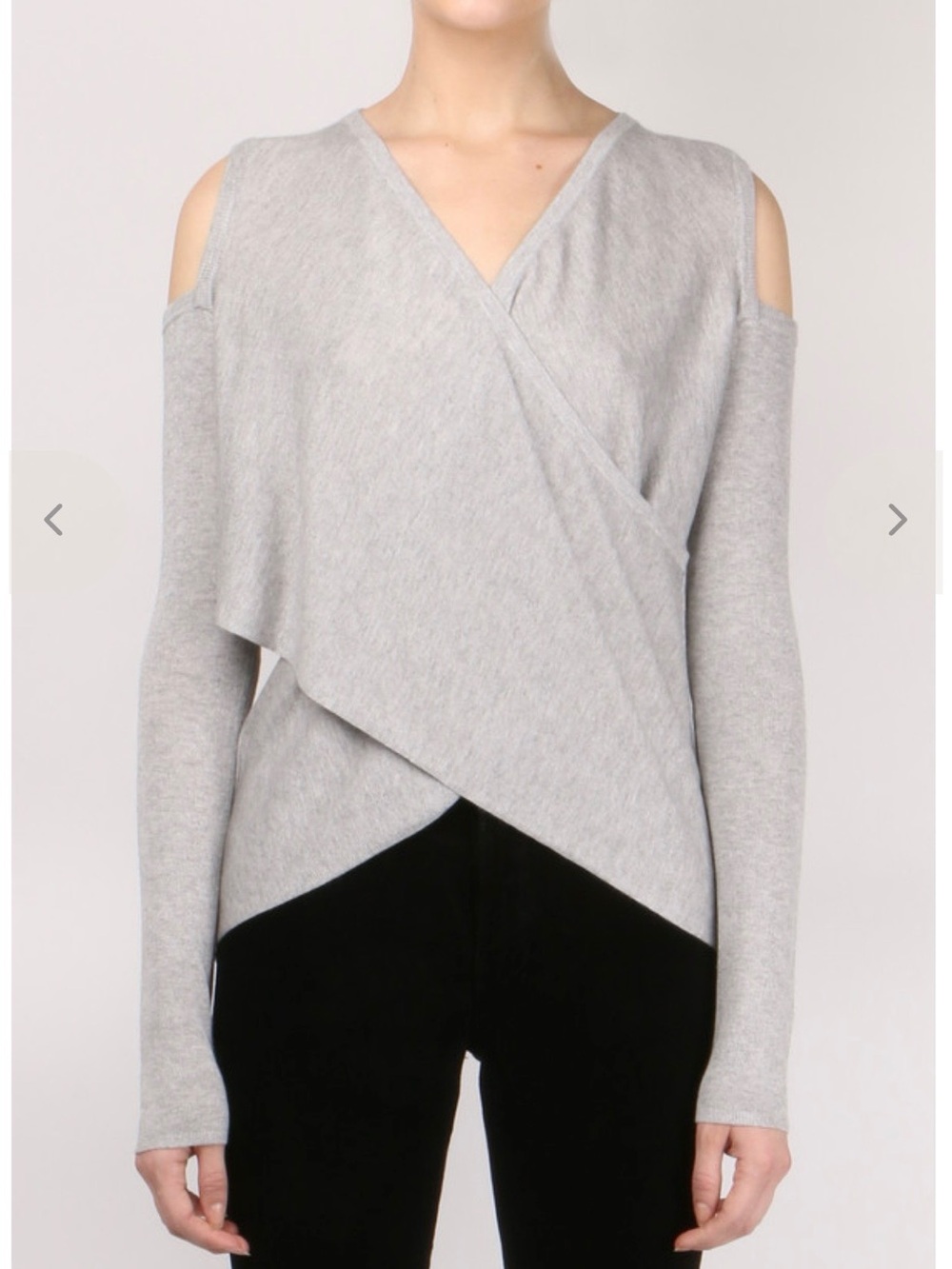 Derek Lam 10 Crosby Cold-Shoulder Wrap Front Sweater - Gray - Silk & Cashmere